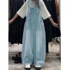 image:imagechouyatou Womens Distressed Baggy Denim Bib Overalls Adjustable Strap Loose Fit Jeans Overall Pants Wide Leg JumpsuitLight Blue