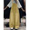 image:imagechouyatou Womens Distressed Baggy Denim Bib Overalls Adjustable Strap Loose Fit Jeans Overall Pants Wide Leg JumpsuitYellow
