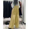 image:imagechouyatou Womens Distressed Baggy Denim Bib Overalls Adjustable Strap Loose Fit Jeans Overall Pants Wide Leg JumpsuitYellow