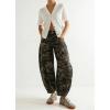 image:imagechouyatou Womens Distressed Barrel Jeans Y2K Camouflage Print Wide Leg Jeans High Waisted Denim Ankle PantsCamouflage