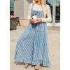 image:imagechouyatou Womens Distressed Striped Denim Overalls Jeans Boyfriend Y2K Ruffled Wide Leg Denim Pant JumpsuitsBlue