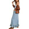 image:imagechouyatou Womens Distressed Striped Denim Overalls Jeans Boyfriend Y2K Ruffled Wide Leg Denim Pant JumpsuitsBlue
