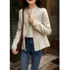image:imagechouyatou Womens Elegant Fall Winter Wool Trench Coat Stand Collar Button Down Blazer Jacket Crop CoatBeige