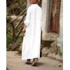 image:imagechouyatou Womens Elegant Pleated Button Down Maxi Shirt Dress Rolled Up Long Sleeve Loose Fit Tunic Shift Long DressWhite
