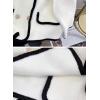 image:imagechouyatou Womens Fall VNeck Contrast Color Knit Cardigan Sweater Double Breasted Tweed Sweater BlazerWhite