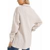 image:imagechouyatou Womens Fashion Drop Shoulder Button Up Sweatshirt Loose Oversized Waffle Knit Shirt Blouse ShacketApricot