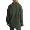image:imagechouyatou Womens Fashion Drop Shoulder Button Up Sweatshirt Loose Oversized Waffle Knit Shirt Blouse ShacketArmy Green