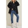 image:imagechouyatou Womens Fashion Drop Shoulder Button Up Sweatshirt Loose Oversized Waffle Knit Shirt Blouse ShacketBlack