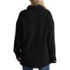 image:imagechouyatou Womens Fashion Drop Shoulder Button Up Sweatshirt Loose Oversized Waffle Knit Shirt Blouse ShacketBlack