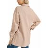 image:imagechouyatou Womens Fashion Drop Shoulder Button Up Sweatshirt Loose Oversized Waffle Knit Shirt Blouse ShacketKhaki