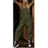 image:imagechouyatou Womens Fuzzy Fleece Overall Adjustable Strap Warm Winter Bib Overalls Casual JumpsuitsArmy Green