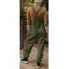 image:imagechouyatou Womens Fuzzy Fleece Overall Adjustable Strap Warm Winter Bib Overalls Casual JumpsuitsArmy Green