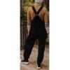 image:imagechouyatou Womens Fuzzy Fleece Overall Adjustable Strap Warm Winter Bib Overalls Casual JumpsuitsBlack