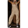 image:imagechouyatou Womens Fuzzy Fleece Overall Adjustable Strap Warm Winter Bib Overalls Casual JumpsuitsKhaki