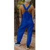 image:imagechouyatou Womens Fuzzy Fleece Overall Adjustable Strap Warm Winter Bib Overalls Casual JumpsuitsNavy Blue