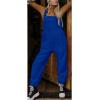 image:imagechouyatou Womens Fuzzy Fleece Overall Adjustable Strap Warm Winter Bib Overalls Casual JumpsuitsNavy Blue