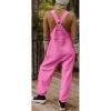 image:imagechouyatou Womens Fuzzy Fleece Overall Adjustable Strap Warm Winter Bib Overalls Casual JumpsuitsPink