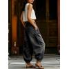 image:imagechouyatou Womens Gingham Ruffle Hem Palazzo Trousers Flared Leg Elastic Waist Wide Leg Cotton Crop PantsBlack Grey