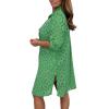 image:imagechouyatou Womens Lace Eyelet Embroidery Button Down Shirt Mini Dress Boho Side Slit Button Up Tunic ShirtsGreen