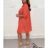 image:imagechouyatou Womens Lace Eyelet Embroidery Button Down Shirt Mini Dress Boho Side Slit Button Up Tunic ShirtsRed