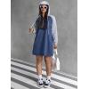 image:imagechouyatou Womens Long Sleeve Denim Hoodie Dress Pullover Midi Jean Sweatshirt Dress with PocketsBlue