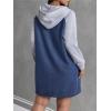 image:imagechouyatou Womens Long Sleeve Denim Hoodie Dress Pullover Midi Jean Sweatshirt Dress with PocketsBlue