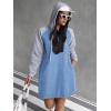 image:imagechouyatou Womens Long Sleeve Denim Hoodie Dress Pullover Midi Jean Sweatshirt Dress with PocketsLight Blue