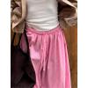 image:imagechouyatou Womens Loose Fit Striped Lantern Harem Pants Elastic Waist Wide Leg Palazzo Trousers CulottesPink
