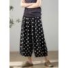 image:imagechouyatou Womens Loose Polka Dot Cotton Pants Elastic Drawstring Wide Leg Palazzo Lantern Harem PantsBlack