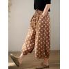 image:imagechouyatou Womens Loose Polka Dot Cotton Pants Elastic Drawstring Wide Leg Palazzo Lantern Harem PantsBrown
