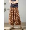 image:imagechouyatou Womens Loose Polka Dot Cotton Pants Elastic Drawstring Wide Leg Palazzo Lantern Harem PantsBrown