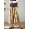 image:imagechouyatou Womens Loose Polka Dot Cotton Pants Elastic Drawstring Wide Leg Palazzo Lantern Harem PantsKhaki