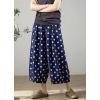 image:imagechouyatou Womens Loose Polka Dot Cotton Pants Elastic Drawstring Wide Leg Palazzo Lantern Harem PantsNavy