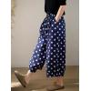 image:imagechouyatou Womens Loose Polka Dot Cotton Pants Elastic Drawstring Wide Leg Palazzo Lantern Harem PantsNavy