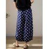 image:imagechouyatou Womens Loose Polka Dot Cotton Pants Elastic Drawstring Wide Leg Palazzo Lantern Harem PantsNavy