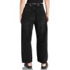 image:imagechouyatou Womens Patchwork Mid Rise Barrel Jeans Wide Leg Baggy Loose Y2k Boyfriend Denim Pants JeansBlack