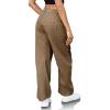 image:imagechouyatou Womens Patchwork Mid Rise Barrel Jeans Wide Leg Baggy Loose Y2k Boyfriend Denim Pants JeansBrown