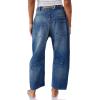 image:imagechouyatou Womens Patchwork Mid Rise Barrel Jeans Wide Leg Baggy Loose Y2k Boyfriend Denim Pants JeansDark Blue