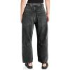 image:imagechouyatou Womens Patchwork Mid Rise Barrel Jeans Wide Leg Baggy Loose Y2k Boyfriend Denim Pants JeansGrey