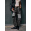 image:imagechouyatou Womens Patchwork Mid Rise Barrel Jeans Wide Leg Baggy Loose Y2k Boyfriend Denim Pants JeansGrey