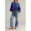 image:imagechouyatou Womens Patchwork Mid Rise Barrel Jeans Wide Leg Baggy Loose Y2k Boyfriend Denim Pants JeansLight Blue