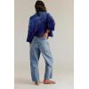 image:imagechouyatou Womens Patchwork Mid Rise Barrel Jeans Wide Leg Baggy Loose Y2k Boyfriend Denim Pants JeansLight Blue