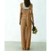 image:imagechouyatou Womens Retro Floral Printed Baggy Denim Bib Overalls Adjustable Strap Wide Leg Jumpsuit Jeans Overall PantKhaki