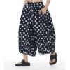 image:imagechouyatou Womens Retro Polka Dot Wide Leg Capri Pants Plaid Print Baggy Loose Fit Culottes Cropped Pants with PocketsDot Black