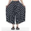 image:imagechouyatou Womens Retro Polka Dot Wide Leg Capri Pants Plaid Print Baggy Loose Fit Culottes Cropped Pants with PocketsDot Black