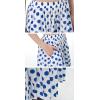 image:imagechouyatou Womens Retro Polka Dot Wide Leg Capri Pants Plaid Print Baggy Loose Fit Culottes Cropped Pants with PocketsDot Blue