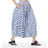 image:imagechouyatou Womens Retro Polka Dot Wide Leg Capri Pants Plaid Print Baggy Loose Fit Culottes Cropped Pants with PocketsDot Blue