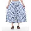 image:imagechouyatou Womens Retro Polka Dot Wide Leg Capri Pants Plaid Print Baggy Loose Fit Culottes Cropped Pants with PocketsDot Blue