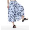 image:imagechouyatou Womens Retro Polka Dot Wide Leg Capri Pants Plaid Print Baggy Loose Fit Culottes Cropped Pants with PocketsDot Blue