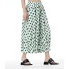 image:imagechouyatou Womens Retro Polka Dot Wide Leg Capri Pants Plaid Print Baggy Loose Fit Culottes Cropped Pants with PocketsDot Green